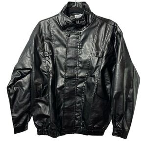 RNKW Black Faux Leather Jacket‎ in Size XL